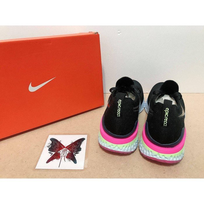 Nike Epic Flyknit 2 黑色 粉綠 編織 輕量 透氣 穿搭 休閒鞋 慢跑鞋 BQ8928-003
