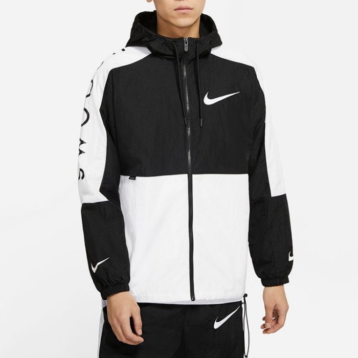 南◇2021 1月NIKE NSW SWOOSH JACKET 風衣外套 拼接色 黑010 紅 DJ4131-657