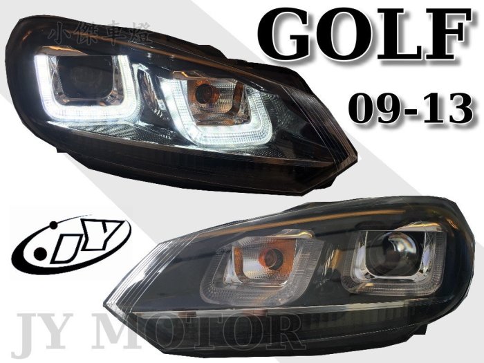 小傑車燈精品--VW GOLF6代 GOLF 6 09 10 11 12年 類7代GOLF樣式 U型魚眼大燈 頭燈