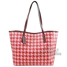 【茱麗葉精品】全新精品 COACH 專櫃商品 CJ626 金屬LOGO千鳥格印花肩背大托特包.紅/粉 現貨