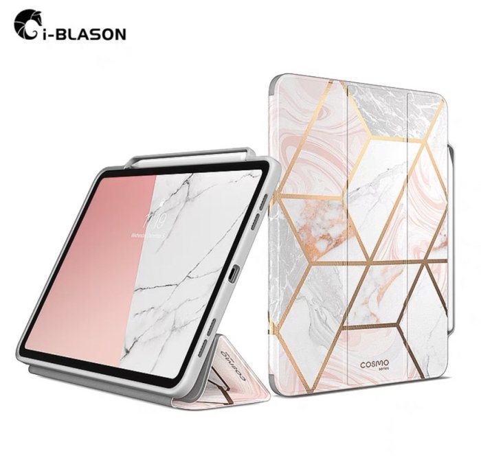 【 ANCASE 】iblason 2022 iPad Pro 12.9 吋 筆槽平板殼流紋粉金支架保護套保護殼