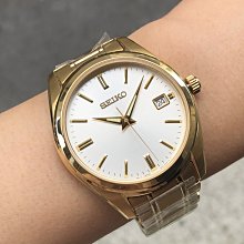 現貨 可自取 SEIKO SUR314P1 精工錶 手錶 39mm 大三針 白面盤 金色鋼錶帶 男錶女錶