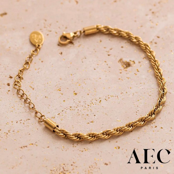 AEC PARIS 巴黎品牌 金色古巴鍊 簡約麻花編織手鍊 CHAIN BRACELET APUS