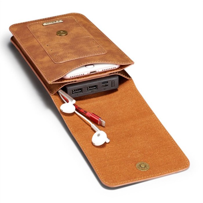 GMO 現貨特價 2免運 Sony Xperia 5 V 5代 6.1吋真皮翻蓋雙層腰包掛包手機保護套錢包 棕色情侶包