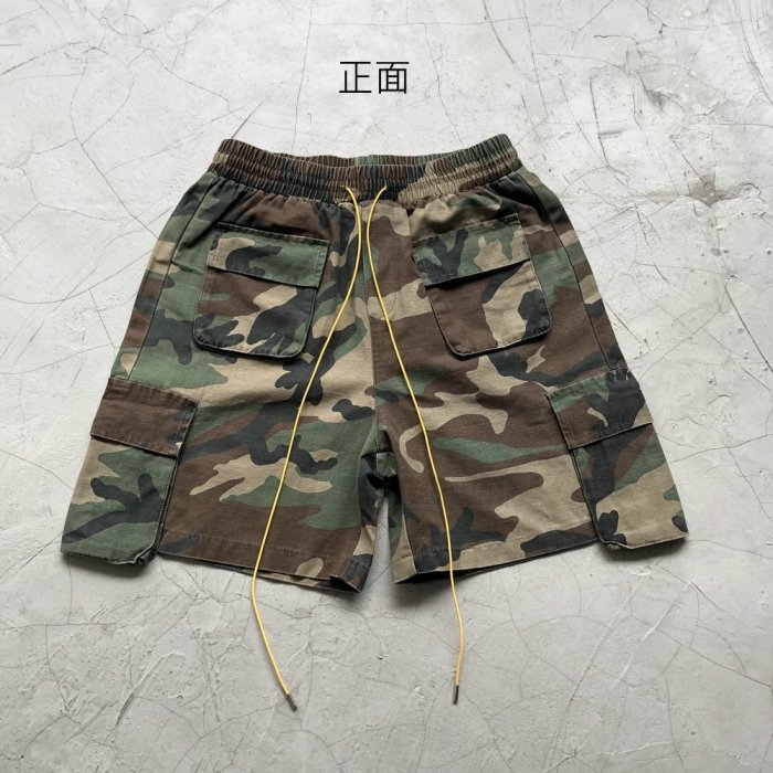 『COG』 m1701 情侶潮流 紐約街頭時尚 RHUDE 同款重度水洗迷彩褲 軍褲 短褲 機能性大口袋五分褲 滑版褲