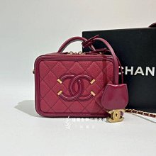 遠麗精品(桃園店)  C1717 chanel 紅色牛皮vanity case化妝箱小號鏈包17cm a93343