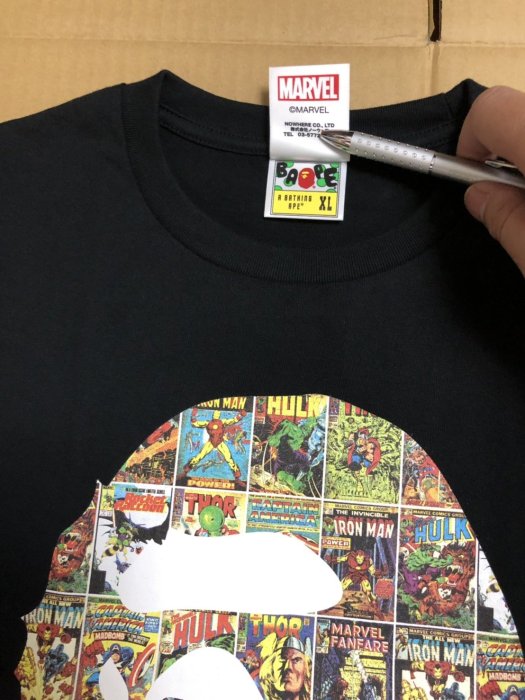 BAPE® x MARVEL COMIC APE HEAD TEE BLACK 漫威 漫畫猿人頭 彩色 黑 XL 現貨