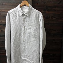 CA 日本品牌 UNIQLO 淺灰白 純亞麻 長袖襯衫 XL號 一元起標無底價P535