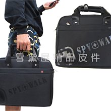 ~雪黛屋~SPYWALK文件包中小容量防水尼龍布+皮革手提肩背斜側背可A4資夾14吋電腦附活動型可調整長背帶S1729