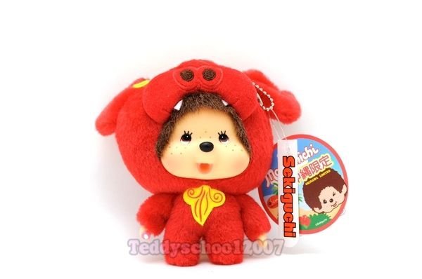 ☆☆╮泰迪學園╭☆☆日本Sekiguchi夢奇奇MONCHHICHI【沖繩限定】大頭獅系列吊飾 紅色