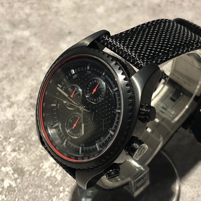 美國百分百【Armani Exchange】AX 手錶 三眼計時 阿曼尼 AX1610 不鏽鋼 尼龍錶帶 黑色 I313