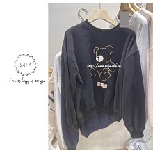 /SAFA/ 正韓 質感刺繡熊熊修身版外磨毛內刷毛挺棉衣【0117A010】