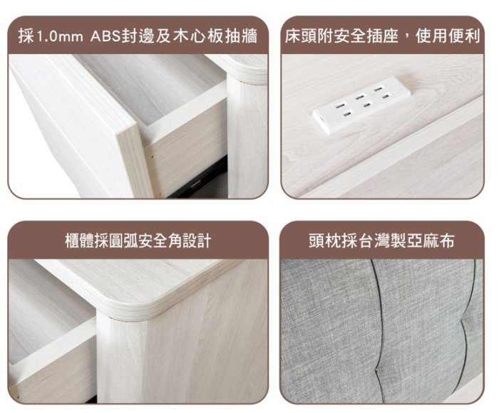 【N D Furniture】台南在地家具-金屬黑腳座木心板刷白木紋色40CM雙抽床邊櫃床頭櫃YH