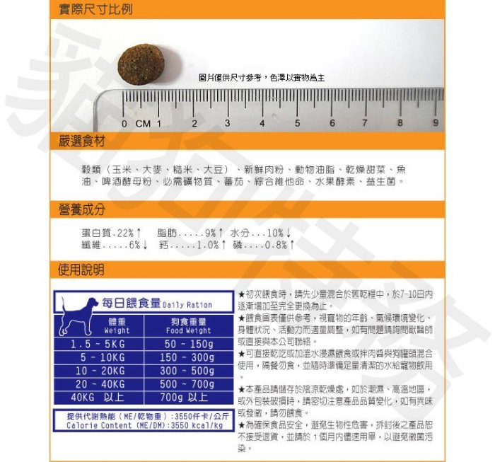 貓狗特務 含運優惠價 藍帶高級狗食-小顆粒 20KG (牛肉蔬果) [ 寵物食品.狗食.飼料.狗糧.狗飼料 ]