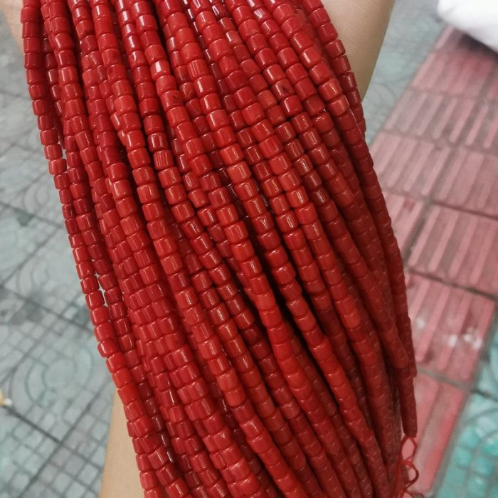 【國石 名石】海竹珊瑚3.3mm圓管紅色海竹散珠diy手工制作隔珠手鏈項鏈藏式配飾凌雲閣名石擺件 促銷