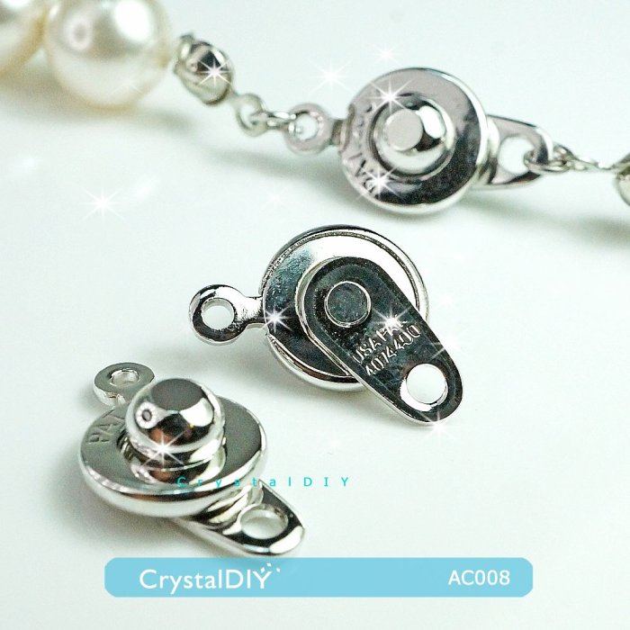 CrystalDIY 日製珍珠扣環每包4組(正白K材質不易退色) 暢銷項鍊配件 高品質
