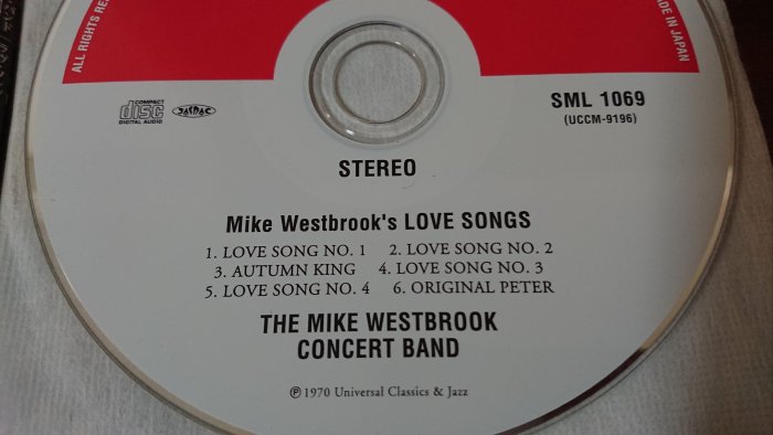 Mike Westbrook's Love Songs The Mike Westbrook Concert Band 1970年錄音CD首版DERAM 名盤