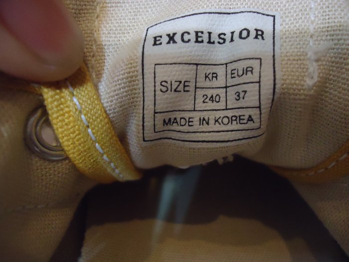 EXCELSIOR 黃色韓國製餅乾鞋帆布綁帶休閒鞋,尺寸:EUR37/KR24,鞋內長:23.8cm,少穿,清倉大特價