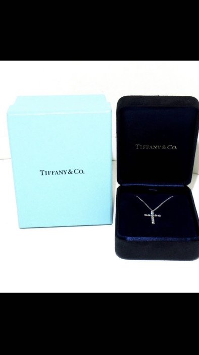Tiffany 鉑金 JAZZ系列 鑽石十字架項鍊