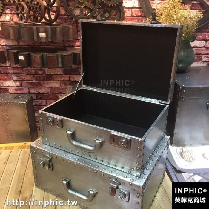 INPHIC-工業金屬風格手提箱創意家居收納箱酒吧服裝店裝飾道具箱-金屬工業風手提箱小款42X30X19 cm_S2787C