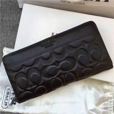 【九妹精品】COACH 74999 新款壓花C紋男士全皮長夾 多功能拉鏈零錢包長夾 錢包