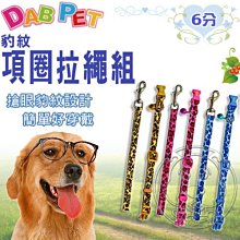 【🐱🐶培菓寵物48H出貨🐰🐹】DAB PET》 豹紋6分項圈牽繩組(色彩鮮豔 ) 特價178元