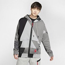 南◇現 NIKE KYRIE HOODIE FZ AOP 棉質連帽外套 灰黑 幾何 刷毛Bv9286-010