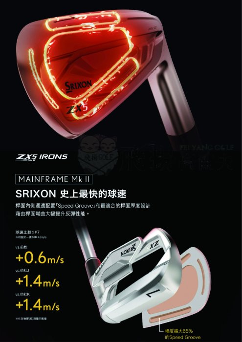 【飛揚高爾夫】SRIXON golf ZX5 Mk II IRON #4-9、PW 共7支鐵桿組