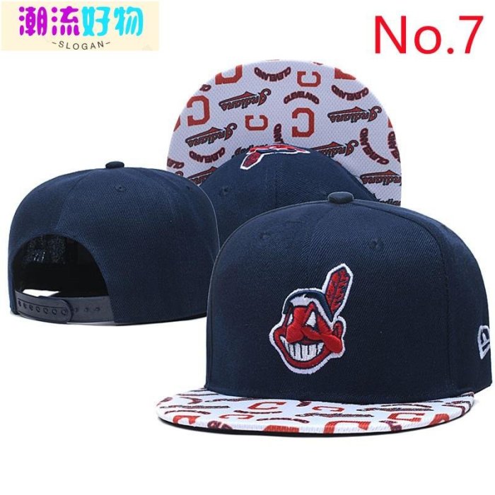 11款 MLB Cleveland Indians 美國職棒大聯盟克里夫蘭印地安人 可調整帽子 棒球帽 平頂-潮流好物