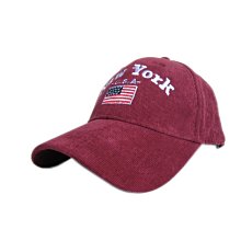 【海倫精坊】*New York 國旗貼繡燈芯絨紅色棒球帽(特價２００元)男女皆宜D623