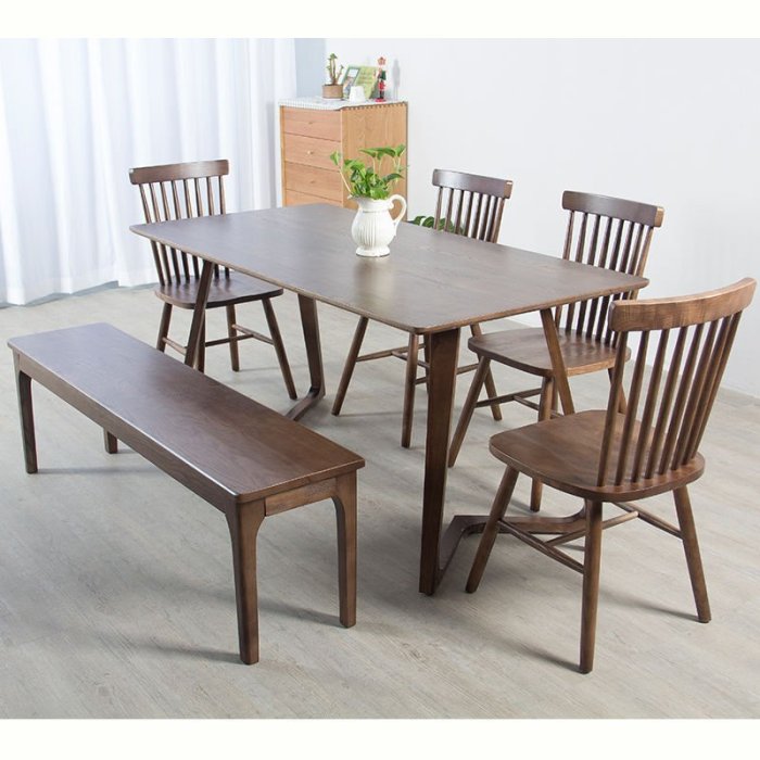 現貨熱銷-北歐餐桌椅組合 實木 日式小戶型書桌椅家用4-6長方形飯桌