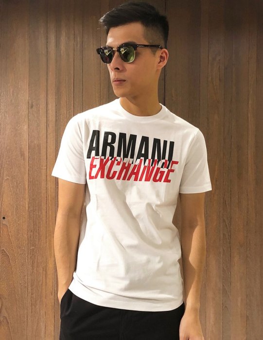 美國百分百【Armani Exchange】T恤 AX 短袖 logo 上衣 T-shirt 白色 男衣 S號 I291