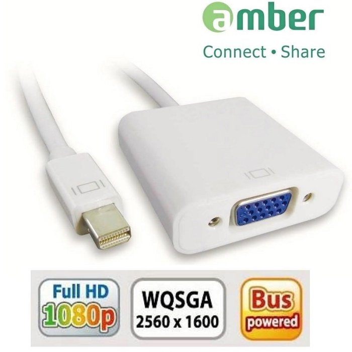 【台灣本島免運費】amber mini Displayport 轉 VGA 訊號轉換器 mini DP轉VGA 螢幕線