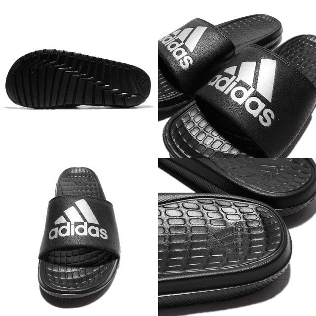 【鞋印良品】adidas 愛迪達 OLOOMIX SLIDE 運動拖鞋 泡棉 黑銀 復刻字 復古 海灘拖 AQ5897