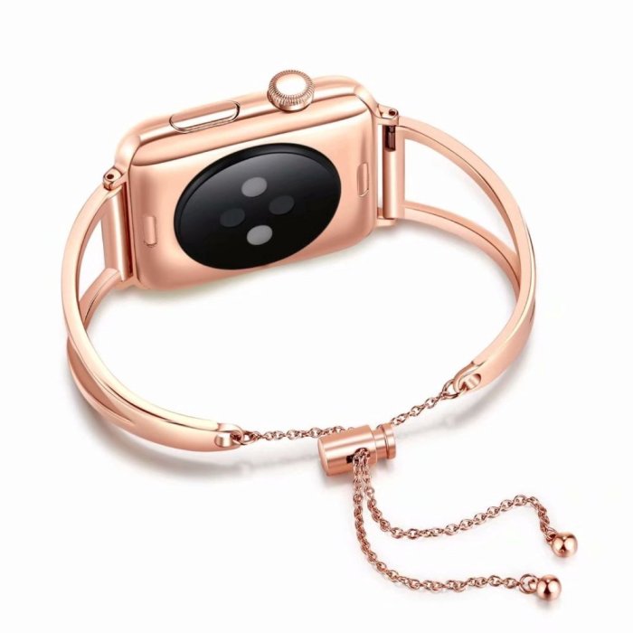 蘋果手錶鏤空手鐲錶帶 Apple Watch 4/5/6/7/SE 不鏽鋼錶帶 iwatch女士時尚腕帶 爆款-CC1011