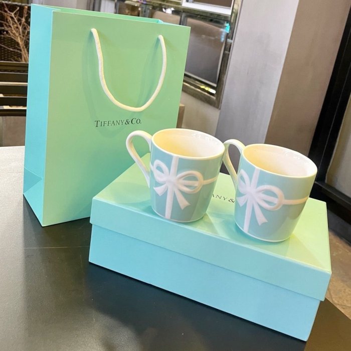 【King女王代購】TIFFANY & CO. 蒂芙尼同款蝴蝶結情侶對杯馬克杯伴手禮