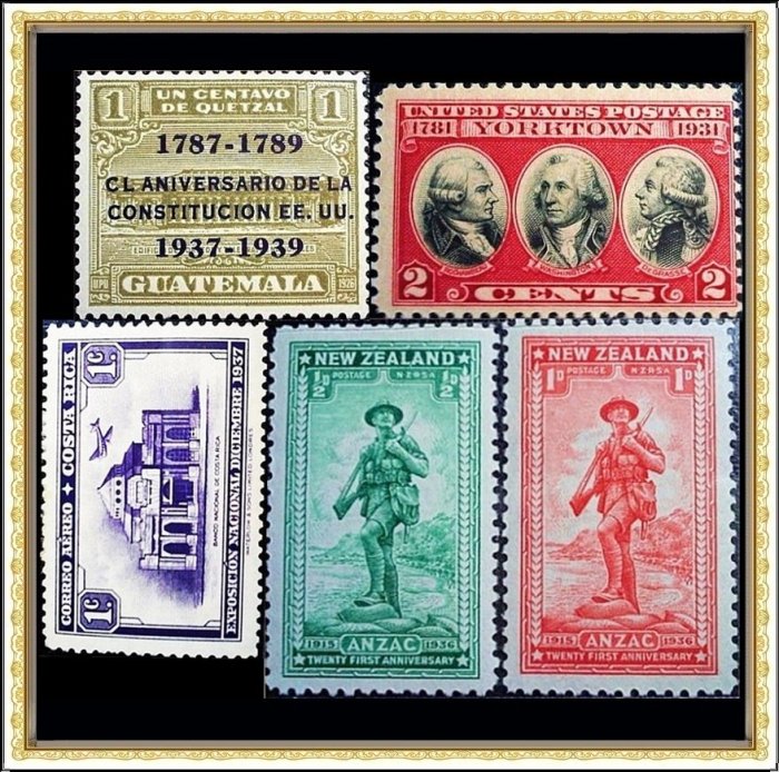 （特價商品）【160615-EA-4】1930年代 歐美珍貴美票共5枚