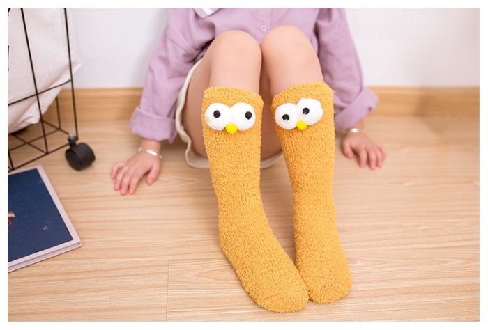 【小阿霏】兒童親子襪子 均碼保暖珊瑚絨堆堆襪芝麻街大眼Elmo糖果色加絨襪子 女童男童中筒襪短襪男孩女孩襪PA381