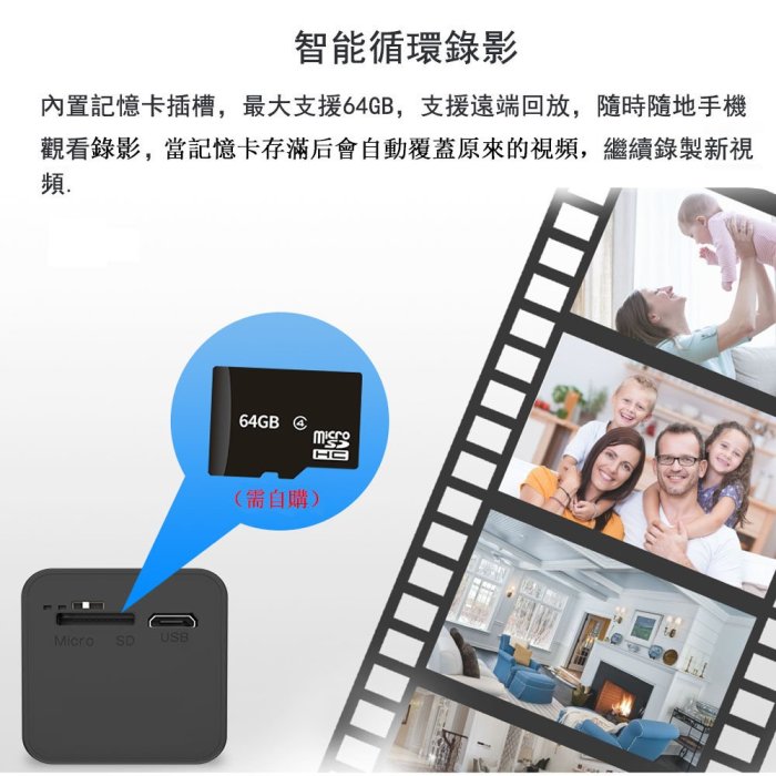 Saqicam 無線監視器 高清 WiFi網路 攝影機 迷你 錄影 紅外夜視 內置電池 移動偵測 手機遠端監控 贈支架