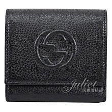 【茱麗葉精品】《全新精品》GUCCI 專櫃商品 598207 經典雙G LOGO牛皮三折零錢短夾.黑 現貨