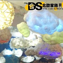 DS北歐家飾§ loft工業風 40cm漂浮雲朵造型吊燈吸頂燈 蠶絲簡約美式鄉村棉花糖店面裝潢創意設計後現代幼兒童房天空