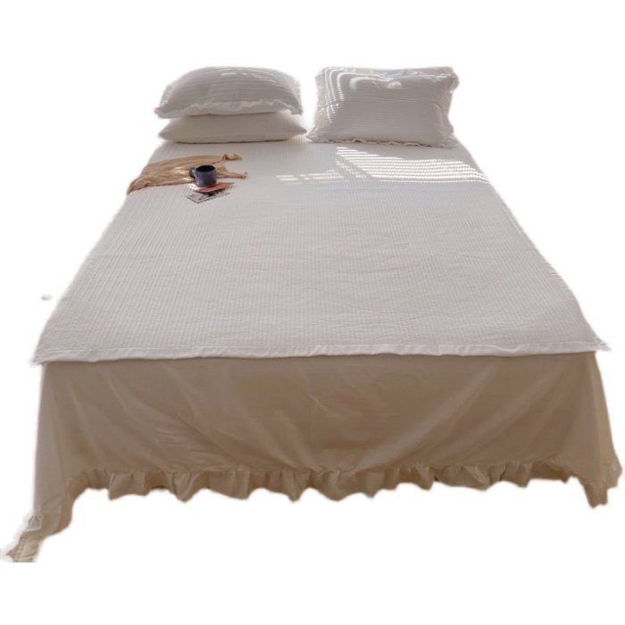 小紅書同款韓國夾棉絎縫床蓋三件套純棉床單單件四季可用絎縫被