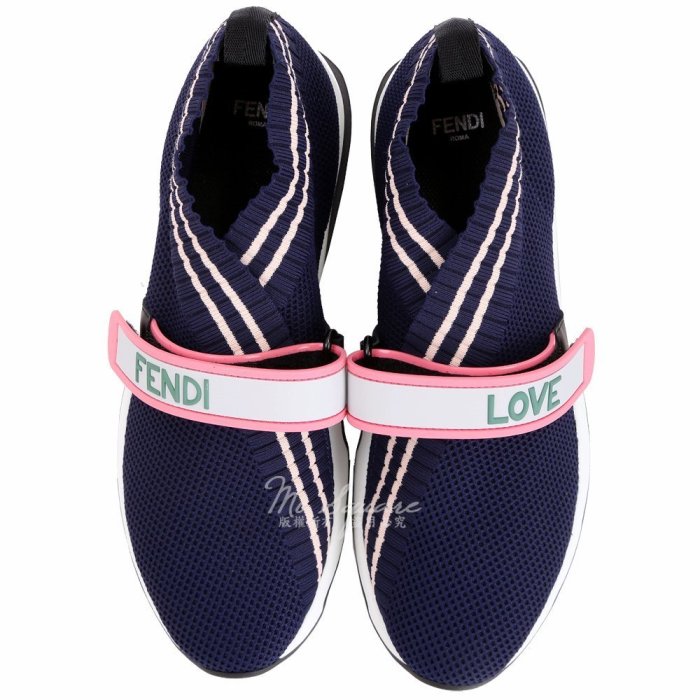 現貨熱銷-FENDI Rockoko 彈力紗面料橡膠標籤飾運動鞋(藍色) 1840161-34