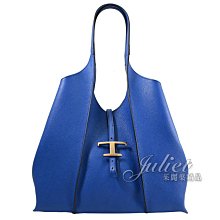 【茱麗葉精品】【全新商品】TODS 專櫃商品 T Timeless 金屬LOGO小牛皮肩背托特包.寶藍 現貨