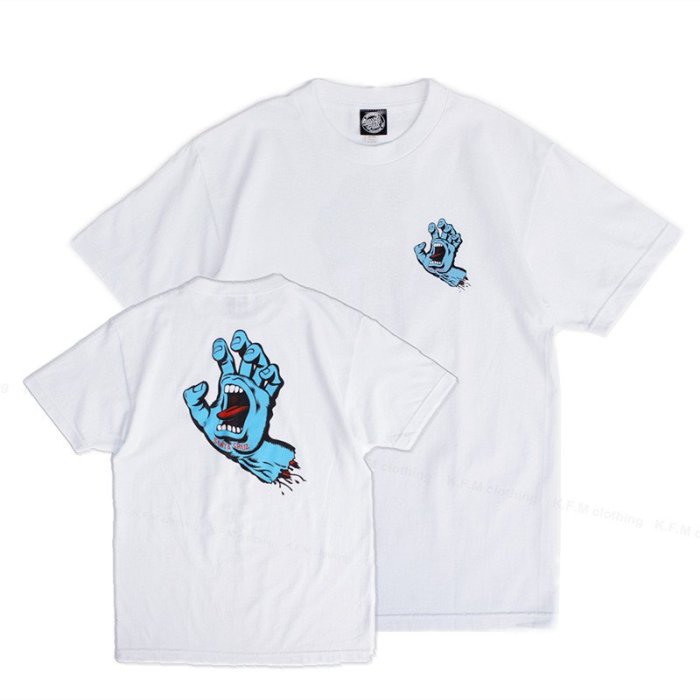 【 K.F.M 】SANTA CRUZ SCREAMING HAND Tee 經典滑板老牌 吶喊手 美國圓筒Tee 白