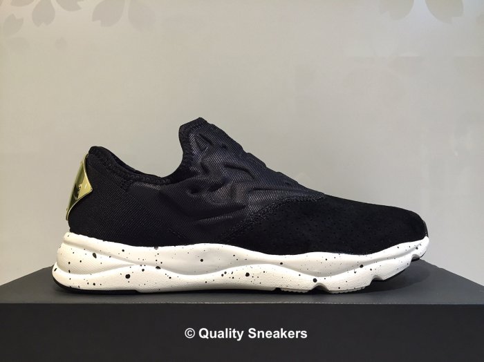 現貨 - Reebok FuryLite Slip-On Lux 黑白 麂皮 潑墨 黑金 襪套 女段 V69633