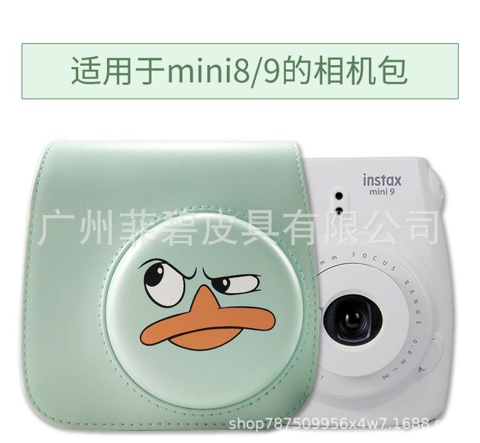 憤怒小鴨相機包通用mini8/9 mini11 PU相機包 純色卡通相機收納包