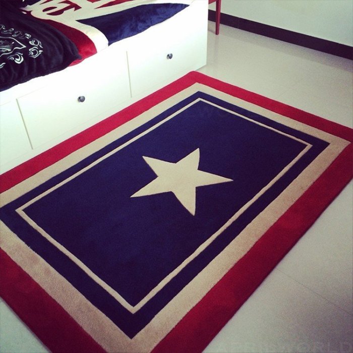 歐美英倫復古地中海風格客廳地毯美國隊長簡約現代臥室床邊毯