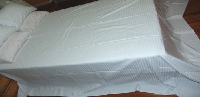 床單五星級大飯店民宿日租居家精梳棉100%雙人特大白色題花床單10尺X8.5尺