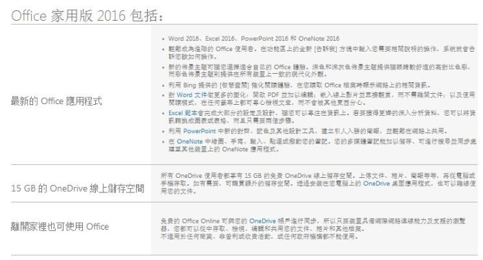 【阿瑟3C】正版微軟Microsoft Office 2016 中文家用版 盒裝版無光碟 產品金鑰PKC